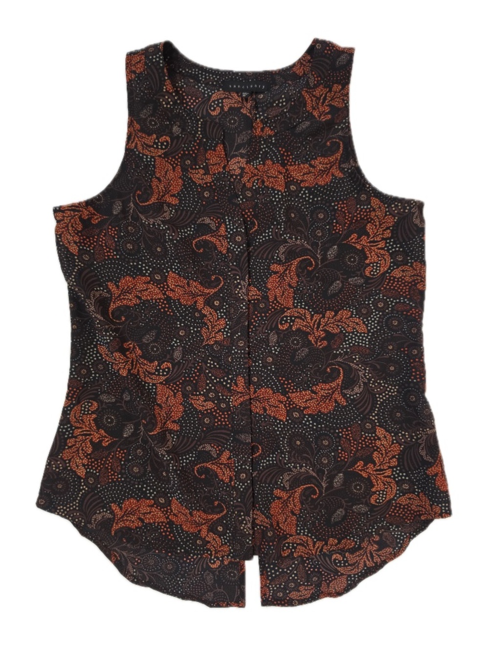 Sanctuary Blouse Womens M Black Tunic Sleeveless Paisley Woven Polyester